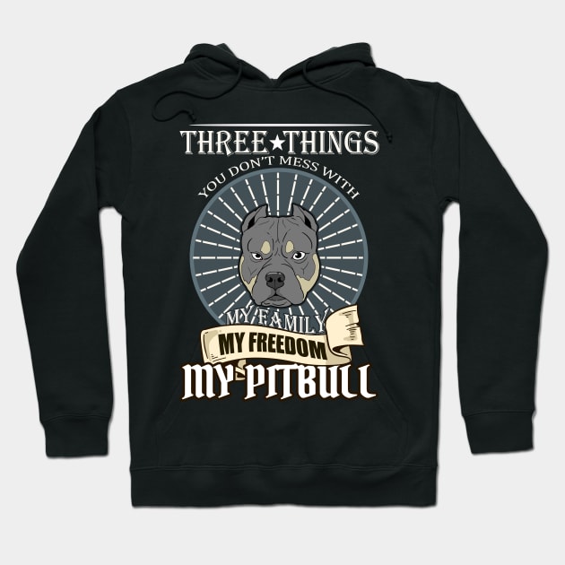 Dont Mess With My Family My Freedom My Pitbull Gift Print Hoodie by Linco